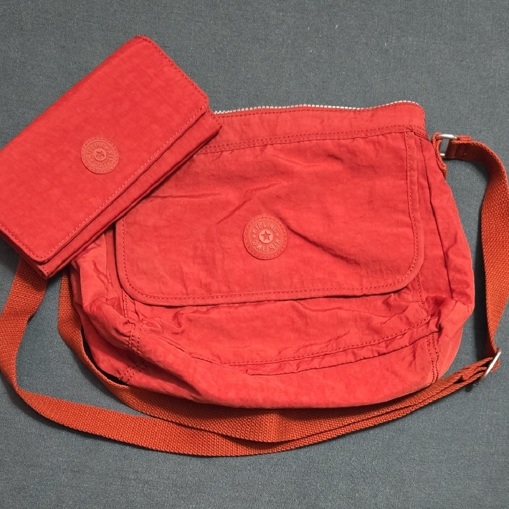 Kipling Red Crossbody Bag and Wallet Set